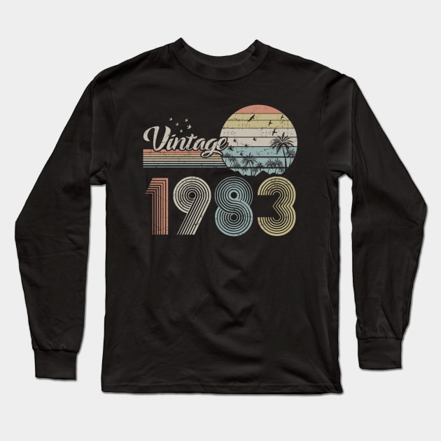 Vintage 1983 Design 37 Years Old 37th birthday for Men Women Long Sleeve T-Shirt by semprebummer7